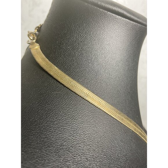 Gold-Tone Herringbone Chain Necklace 18" With Lobster Clasp For Women - Picture 3 of 4